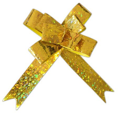 бант-бабочка голография 50 х (800 - 890) мм (золото)