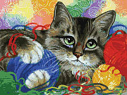 белоснежка 3005-cs картина по номерам 30 х 40 см "котик с клубочками"