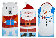 набор пакетов декор "новый год" 85 х 138 х 60 мм арт.970/3 "санта/снеговик/медведь" (3 шт)