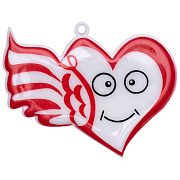 нашивка "люкс" сердце с крылом с подвесом (белый/красный)