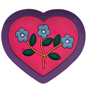 нашивка резин. "цветы на сердце" ( 65 х 70 мм) фиолетовый