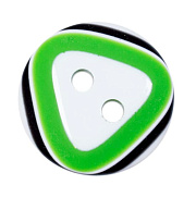 пуговица "блузочная" с рисунком "полоска/треугольник" 13 мм 2 прокола (белый/зеленый/черный)