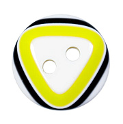 пуговица "блузочная" с рисунком "полоска/треугольник" 13 мм 2 прокола (белый/желтый/черный)