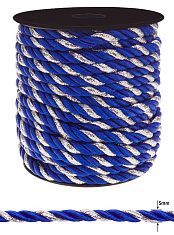 шнур крученый на бобине 5,0 мм (синий/серебро)