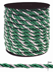 шнур крученый на бобине 5,0 мм (зеленый/серебро)
