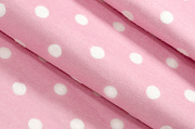 ткань байковая "горошек цветной 10 мм" (розовый/ белый) 18-3, ш.= 110 см