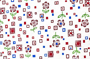ткань байковая "квадратик/цветочек" (белый / красный) 108/36ст, ш.= 110 см