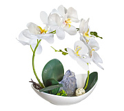 цветок декоративный в горшочке "орхидея" арт. lm2115b (белый)